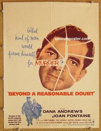 h103 BEYOND A REASONABLE DOUBT window card movie poster '56 Fritz Lang