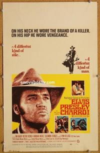 h112 CHARRO window card movie poster '69 Elvis Presley, Ina Balin, western!