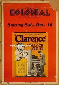 h113 CLARENCE window card movie poster '22 Wallace Reid, William C. de Mille