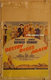 h117 DESTRY RIDES AGAIN window card movie poster '39 Stewart, Dietrich