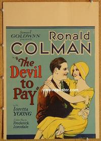 h118 DEVIL TO PAY window card movie poster '30 Ronald Colman, Loretta Young
