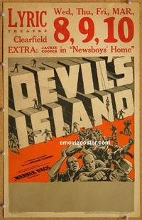 h119 DEVIL'S ISLAND window card movie poster '39 Boris Karloff, prison!