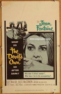 h120 DEVIL'S OWN window card movie poster '67 Hammer, Joan Fontaine