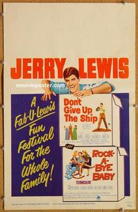 h121 DON'T GIVE UP THE SHIP/ROCK-A-BYE BABY window card movie poster '63