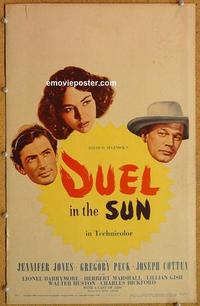 h122 DUEL IN THE SUN window card movie poster '47 Jennifer Jones, Greg Peck