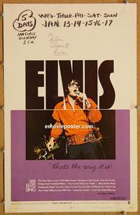 h124 ELVIS THAT'S THE WAY IT IS window card movie poster '70 Presley bio!