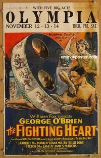 h130 FIGHTING HEART window card movie poster '25 John Ford, George O'Brien