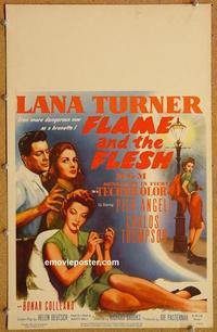 h133 FLAME & THE FLESH window card movie poster '54 Lana Turner, Angeli