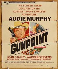h146 GUNPOINT window card movie poster '66 Audie Murphy western!