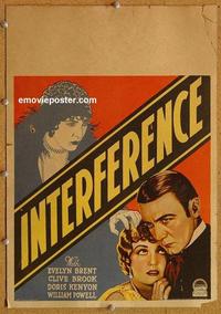 h157 INTERFERENCE window card movie poster '28 William Powell, Evelyn Brent