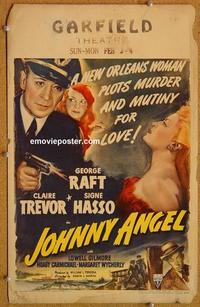 h159 JOHNNY ANGEL window card movie poster '45 George Raft, Claire Trevor