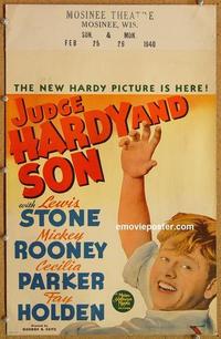 h161 JUDGE HARDY & SON window card movie poster '39 Mickey Rooney, Andy Hardy!