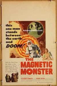 h170 MAGNETIC MONSTER window card movie poster '53 Richard Carlson, sci-fi!