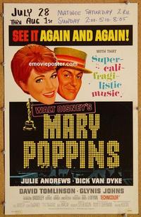 h171 MARY POPPINS window card movie poster '64 Julie Andrews, Walt Disney
