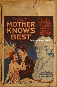 h173 MOTHER KNOWS BEST window card movie poster '28 Madge Bellamy