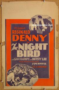h176 NIGHT BIRD window card movie poster '28 Reginald Denny, Fred Newmeyer