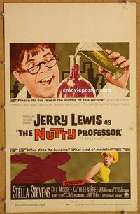 h178 NUTTY PROFESSOR window card movie poster '63 mad Jerry Lewis!
