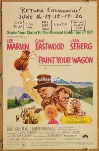 h180 PAINT YOUR WAGON window card movie poster '69 Clint Eastwood, Lee Marvin
