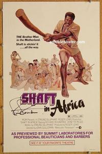 h188 SHAFT IN AFRICA signed window card movie poster '73 Richard Roundtree