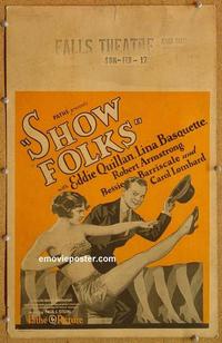 h190 SHOW FOLKS window card movie poster '28 Eddie Quillan, Lina Basquette