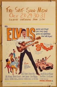 h196 SPINOUT window card movie poster '66 Elvis Presley, rock 'n' roll!