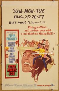 h199 STAY AWAY JOE window card movie poster '68 Elvis Presley, Meredith