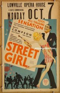 h201 STREET GIRL window card movie poster '29 Betty Compson, Jack Oakie