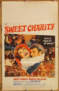 h203 SWEET CHARITY window card movie poster '69 Bob Fosse, Shirley MacLaine