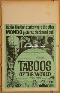 h204 TABOOS OF THE WORLD Benton window card movie poster '63 AIP, Vincent Price