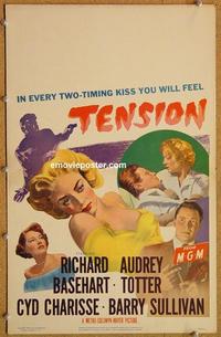 h207 TENSION window card movie poster '49 Richard Basehart, film noir!