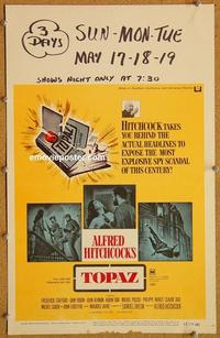 h213 TOPAZ window card movie poster '69 Alfred Hitchcock, John Forsythe