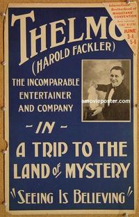 h216 TRIP TO THE LAND OF MYSTERY window card movie poster '20s Thelmo, magic!