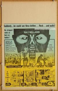 h224 X THE MAN WITH THE X-RAY EYES Benton window card movie poster '63 Corman
