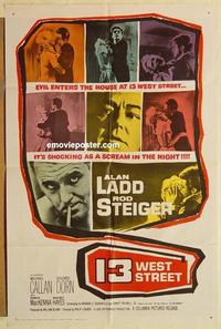 k005 13 WEST STREET one-sheet movie poster '62 Alan Ladd, Rod Steiger