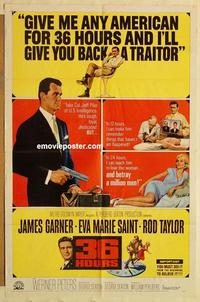 k015 36 HOURS one-sheet movie poster '65 James Garner, Rod Taylor
