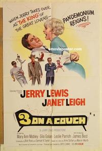 k012 3 ON A COUCH one-sheet movie poster '66 Jerry Lewis, Janet Leigh