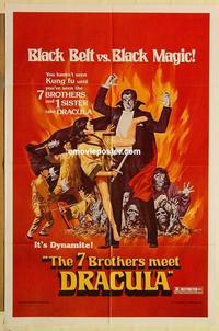k020 7 BROTHERS MEET DRACULA one-sheet movie poster '79 kung fu horror!