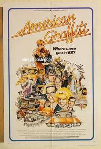 k042 AMERICAN GRAFFITI one-sheet movie poster '73 George Lucas classic!