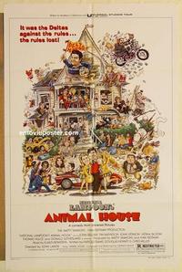 k049 ANIMAL HOUSE style B one-sheet movie poster '78 John Belushi, Landis