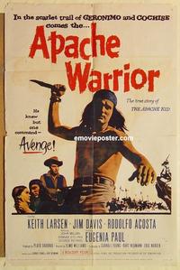 k051 APACHE WARRIOR one-sheet movie poster '57 Larson, Native Americans!