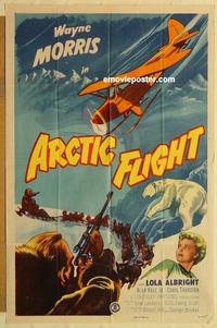 k052 ARCTIC FLIGHT one-sheet movie poster '52 Wayne Morris, North Pole!