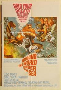 k055 AROUND THE WORLD UNDER THE SEA one-sheet movie poster '66 Bridges