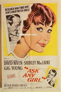 k056 ASK ANY GIRL one-sheet movie poster '59 David Niven, Shirley MacLaine