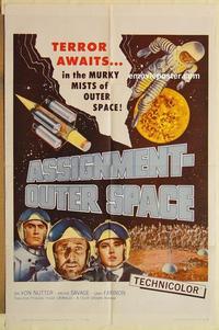 k057 ASSIGNMENT-OUTER SPACE one-sheet movie poster '62 Italian sci-fi!