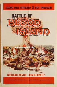 k082 BATTLE OF BLOOD ISLAND one-sheet movie poster '60 great pulpy image!