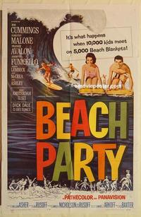 k087 BEACH PARTY one-sheet movie poster '63 Frankie Avalon, Annette!