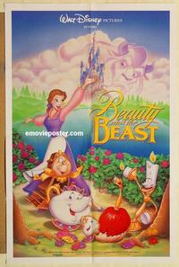 k092 BEAUTY & THE BEAST DS one-sheet movie poster '91 Walt Disney