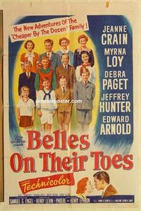 k100 BELLES ON THEIR TOES one-sheet movie poster '52 Jeanne Crain, Loy