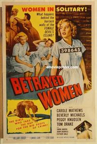 k103 BETRAYED WOMEN one-sheet movie poster '55 bad girls, Beverly Michaels