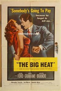k114 BIG HEAT one-sheet movie poster R59 Glenn Ford, Gloria Grahame